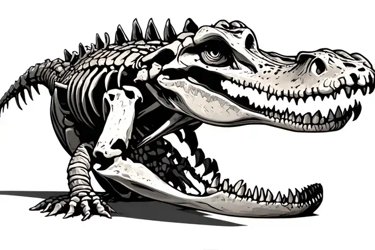 full alligator skeleton with flesh tattoo design idea