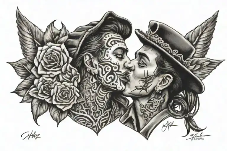 Houston with a kiss tattoo design idea