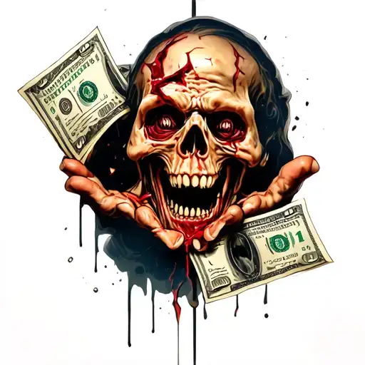 a tattoo that shows scared , broken, strength , bet against all odds , money , survival last one standing and principles tattoo design idea