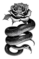 Snake, rose, skeleton tattoo design idea
