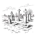 graveyard scene tattoo design idea