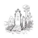 graveyard scene tattoo design idea