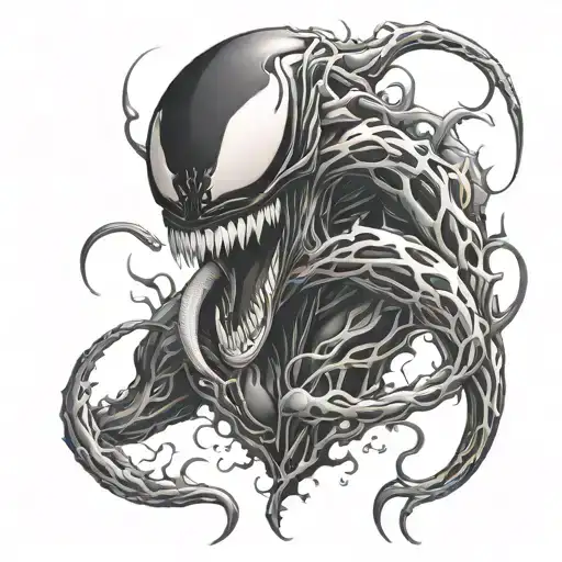 venom symbiote goo stretching tattoo design idea