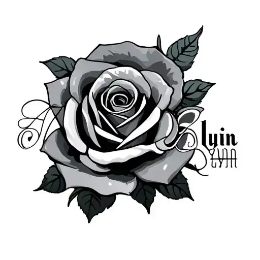 The name "Alexis Lynn" in a creative font with a rose  tattoo design idea
