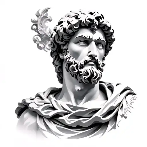 zeus like marble stature tattoo design idea