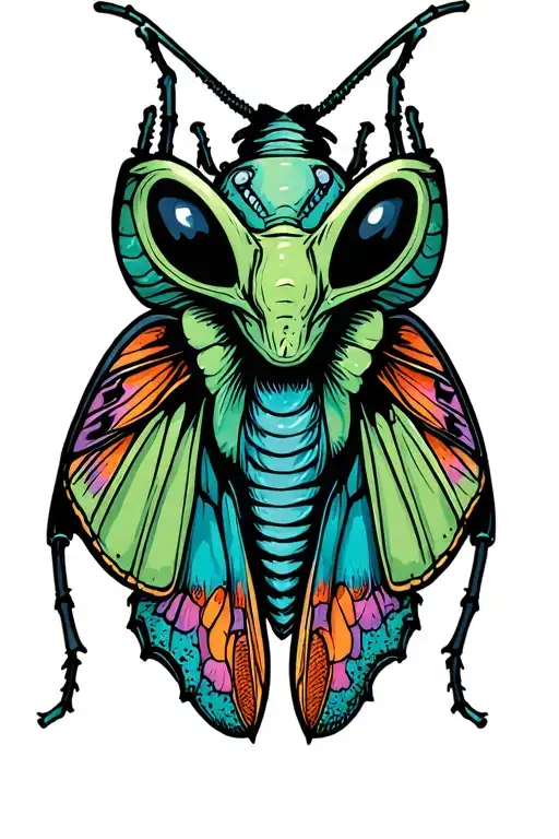 alien moth tattoo design idea