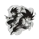 no shading a stickman goku doing a kamehameha wave at a stick man vegeta who is doing a galick gun back at him tattoo design idea