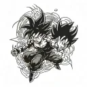 no shading a stickman goku doing a kamehameha wave at a stick man vegeta who is doing a galick gun back at him tattoo design idea