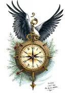 clock, compass, winter, date 10.12.2005 Realism, circular for all forearms tattoo design idea