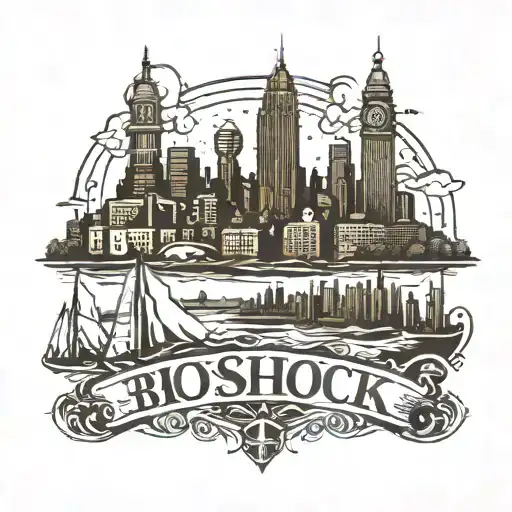 bioshock columbia city skyline made tattoo design idea