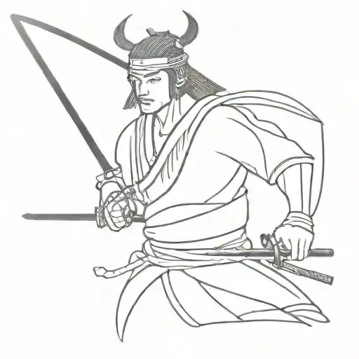Samurai warrior wielding tattoo design idea