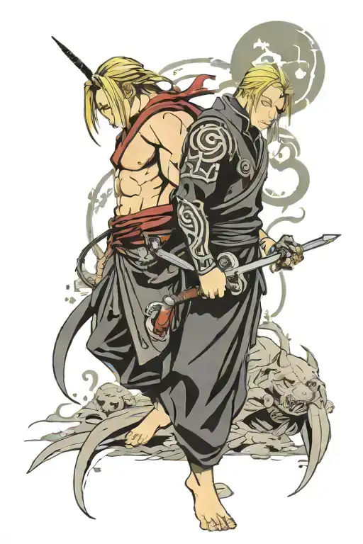 alphonse et edward elric full metal alchemist tattoo design idea