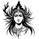 Tattoo Design Elements:Goddess Shakti's Face:Expression: Calm, serene, and divinely peaceful, radiating an aura of st tattoo design idea