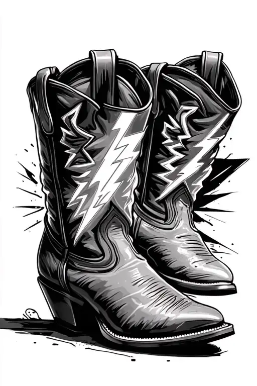 A cowboy boot with a lightening bolt inside of the boot tattoo design idea
