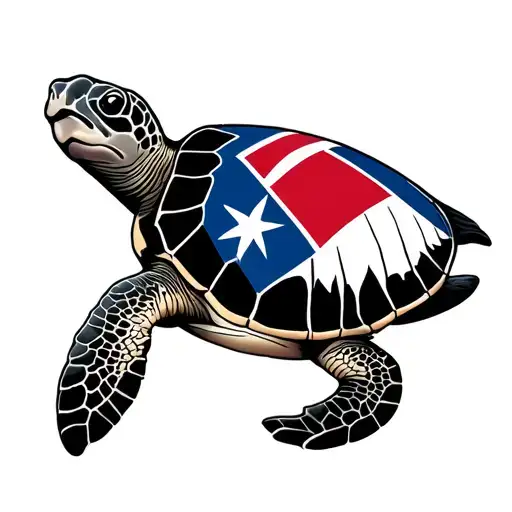 sea turtle with Dominican flag on shell tattoo design idea