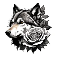 wolf and rose tattoo tattoo design idea