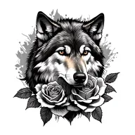 wolf and rose tattoo tattoo design idea