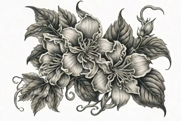 wicked flowers intertwined tattoo design idea
