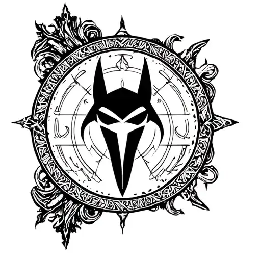 anubis round logo tattoo design idea
