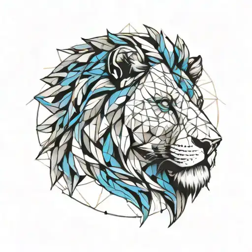 Lion with blue eyes tattoo design idea