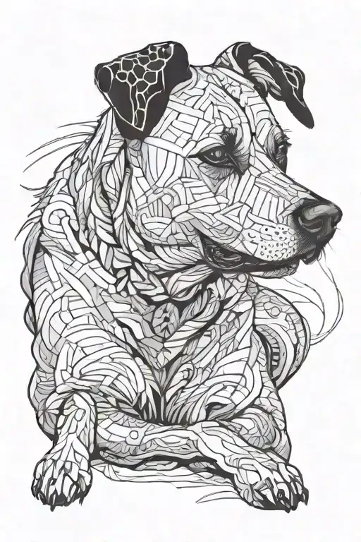 Serotonin Compound linked to a dog playing tattoo design idea