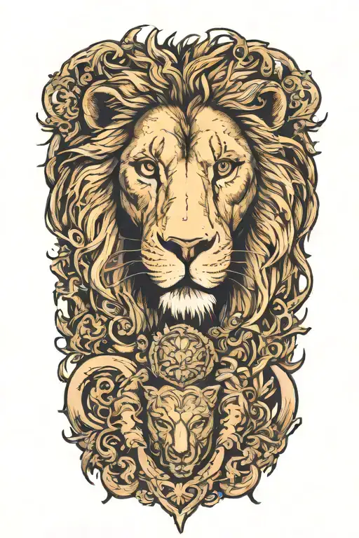 lion and lamb tattoo design idea
