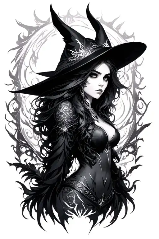 Coven Ahri league of legends character surrounded tattoo design idea