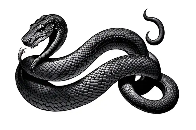 Ouroboros snake wrapped around upper arm tattoo design idea