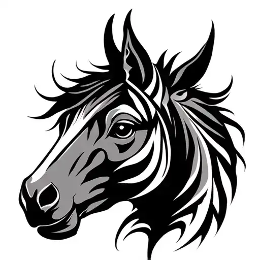 Cheval tribal tattoo design idea