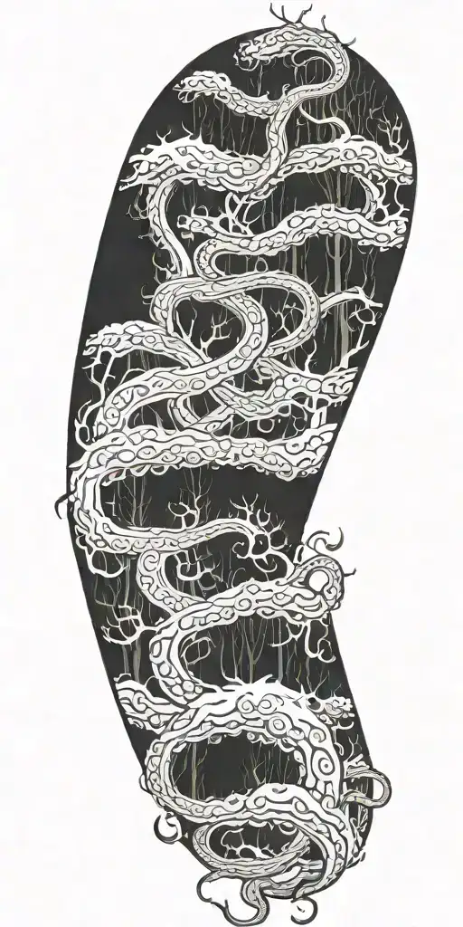 a winter forest and tentacles  tattoo design idea
