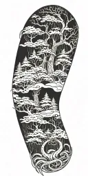 a winter forest and tentacles  tattoo design idea