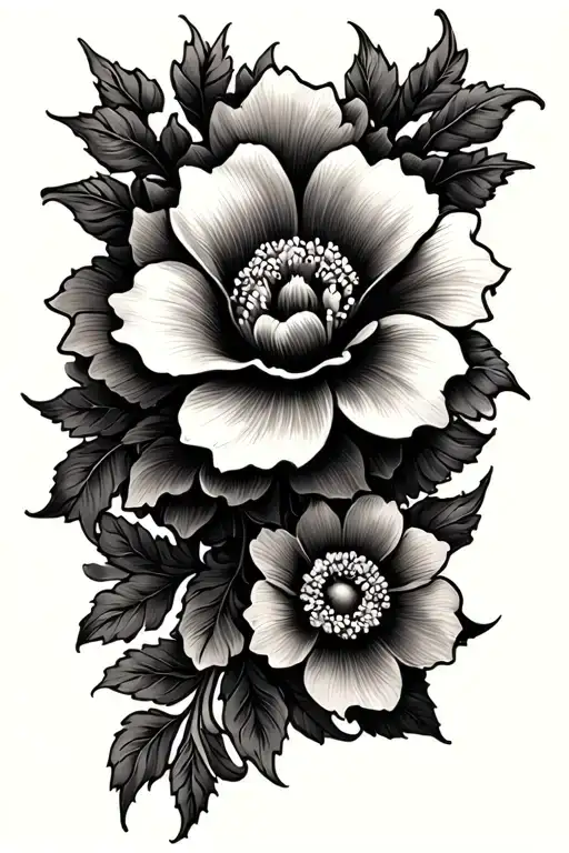 flower, scroll work, flower, tattoo design idea