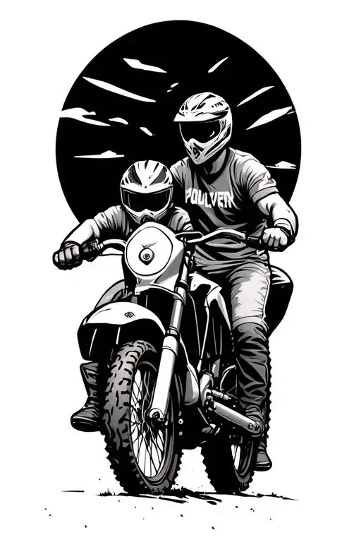 Pnw dirt bike father son fist bump tattoo design idea