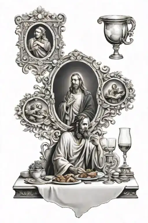 last supper table tattoo design idea