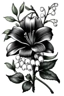 poisonous flowers and herbs intertwined curvy neo traditional tattoo lily of the valley goth oleander  tattoo design idea