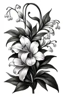 poisonous flowers and herbs intertwined curvy neo traditional tattoo lily of the valley goth oleander  tattoo design idea