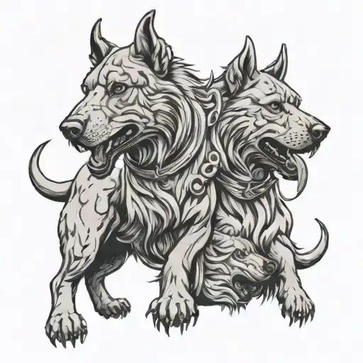Cerberus hound 3 heads tattoo design idea