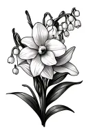 Daffodil & lily of the valley flower tattoo design idea