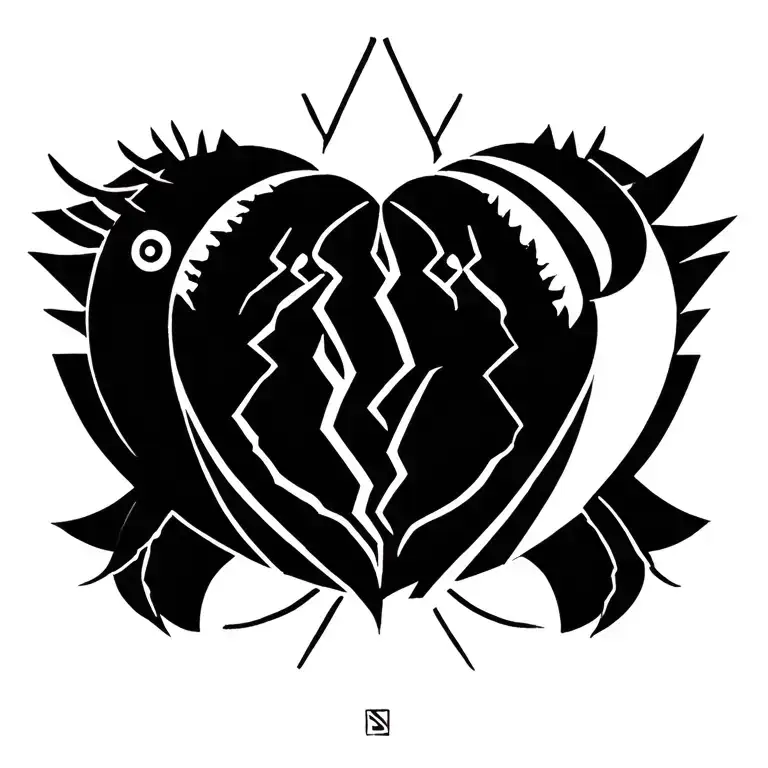 "Theo Sagittarius Rocco Pisces " heart broken heart mended tattoo design idea