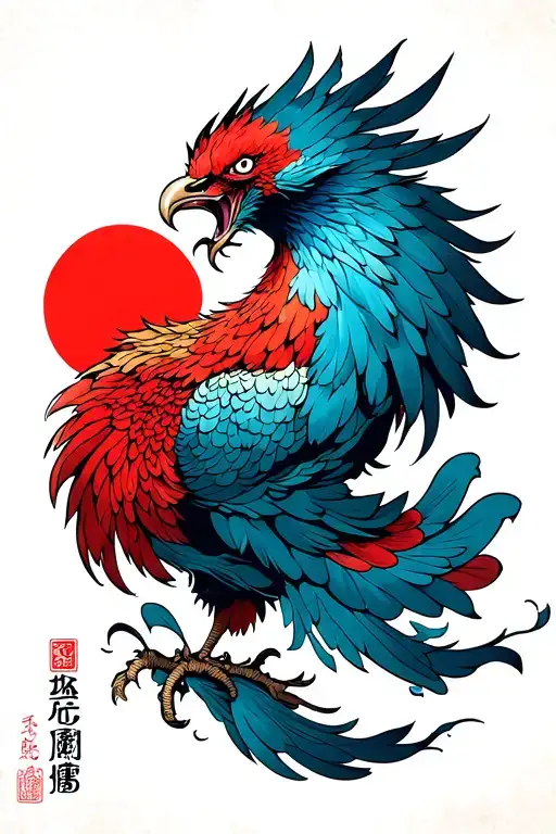 A minimalist Japanese-style angry phoenix tattoo design tattoo design idea