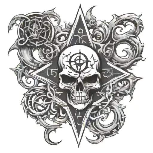 evil 666 symbols incorporated tattoo design idea