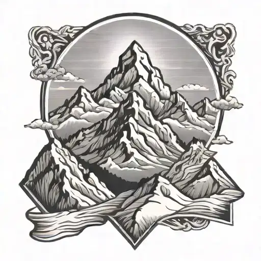 mount everest and carpathian mountains  tattoo design idea