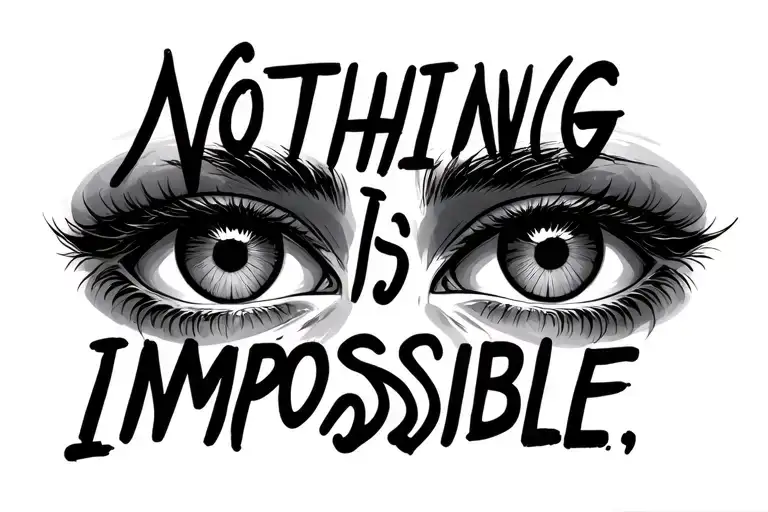 "Nothing Is Impossible " pair of eyes  tattoo design idea