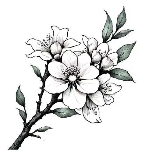 dogwood flowers and branches tattoo design idea