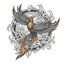 phoenix with flames surrounding tattoo design idea