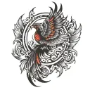 phoenix with flames surrounding tattoo design idea