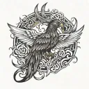 phoenix with flames surrounding tattoo design idea
