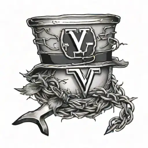 A West Virginia state outline tattoo with barbed wire accents and a nurse's hat silhouette tattoo design idea