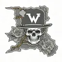 A West Virginia state outline tattoo with barbed wire accents and a nurse's hat silhouette tattoo design idea