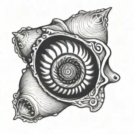 shell with ring inside tattoo design idea